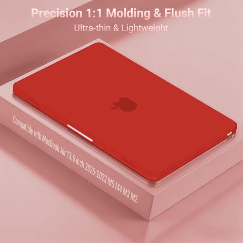 Image of MOSISO Compatible with MacBook Air 13 inch Case 2025 2024 2023 2022 M4 A3240 M3 A3113 M2 A2681, Plastic Hard Shell&Keyboard Cover&Screen Film&Type C for MacBook Air 13.6 inch Case, Red