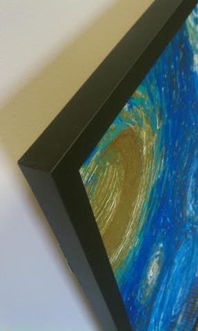 Miniatura 2 de Generic - Póster enmarcado con texto en inglés «The Starry Night» de 24 x 36 pulgadas, marco de madera, blanco y negro moderno, Vincent Van Gogh,