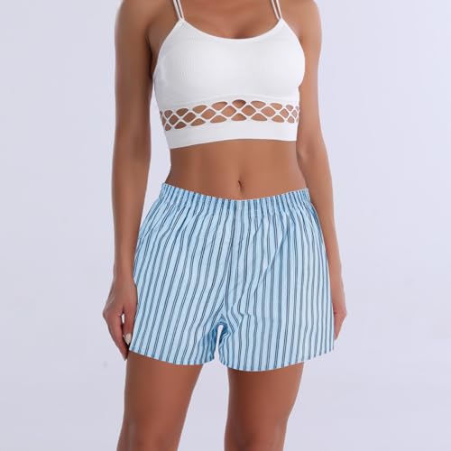 Boxer Shorts for Women Gingham Sleep Y2k Printed Boxers Pj Boxer Short Trendy Checkered Baggy Pj Boxers4