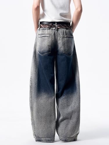 Men's American Color Block Sports Denim Jeans Straight Leg4