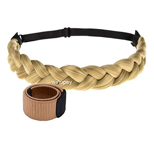 Winopey 3 Strands Synthetic Hair braided Headband Classic Chunky Plaited Elastic Stretch Hairpiece