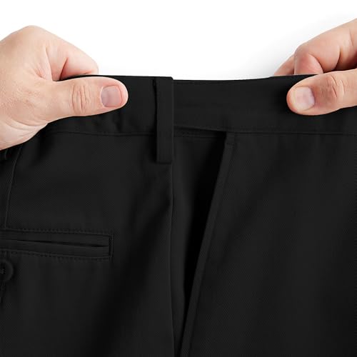 Men's Flat-Front Dress Pants with Hidden Expandable Waistband, Wrinkle-Free Stretch Suit Slacks for Men – Classic Fit4