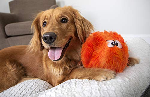 Godog Furballz Squeaky Plush Ball Dog Toy, Chew Guard Technology - Orange, Large,All Breed Sizes #TOP1
