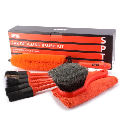 SPTA 8Pcs Wheel & Tire Brush Car Detailing kit, Easy Reach