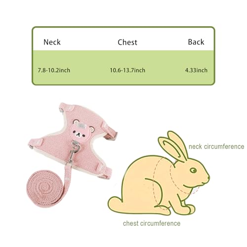 Image of 2-Pack Rabbit Harness and Leash Set - Adjustable Small Animal Vest Harness with Safety Buckle - Breathable & Lightweight - Ideal for Rabbits, Ferrets, Guinea Pigs, and Cats (Pink)