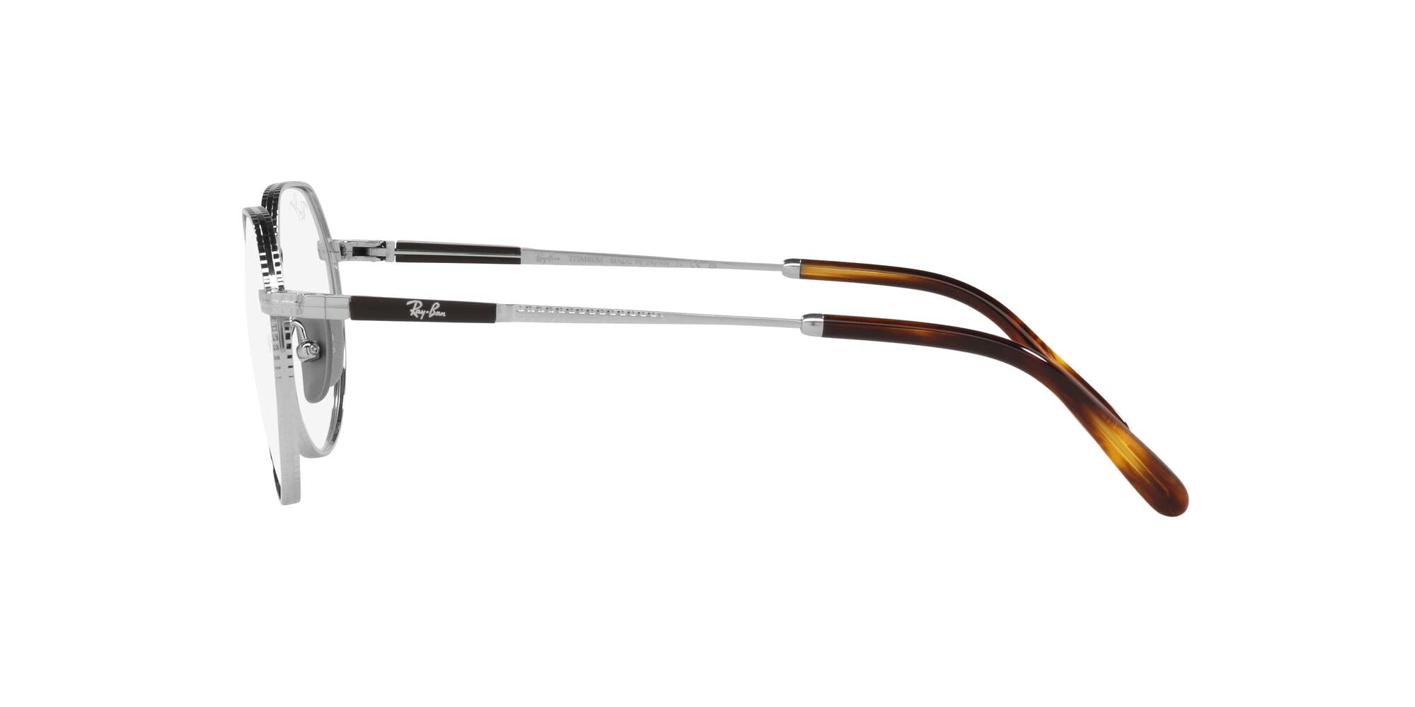 Ray-Ban Rx8265v Jack tytanowe okrągłe okulary na receptę, Srebro/soczewka demonstracyjna, 53 mm