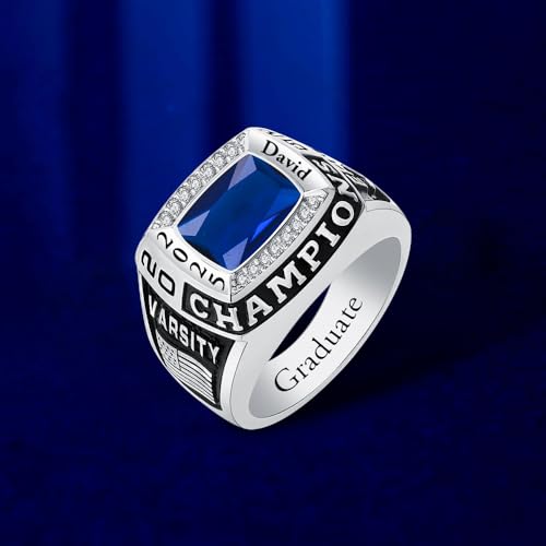 Custom Class Ring 925 Sterling Silver Personalized Birthstone Engraved Graduation Ring 2025 Gift for Men Classmates Teachers Friends4