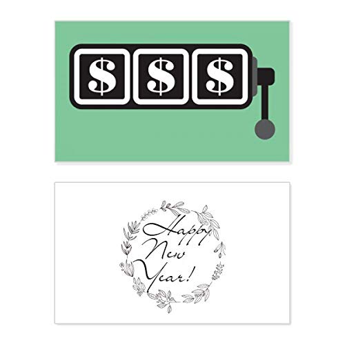 Tarjeta conmemorativa de Año Nuevo con patrón ilustrado de máquina de slot