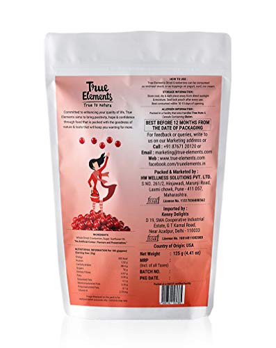 Image of Dried Cranberries 125g by True Elements - Cranberries Dried and Sliced | Healthy Snacks | Ready to Eat Snack | 100% Clean with No Added Preservatives (Pack of 2)