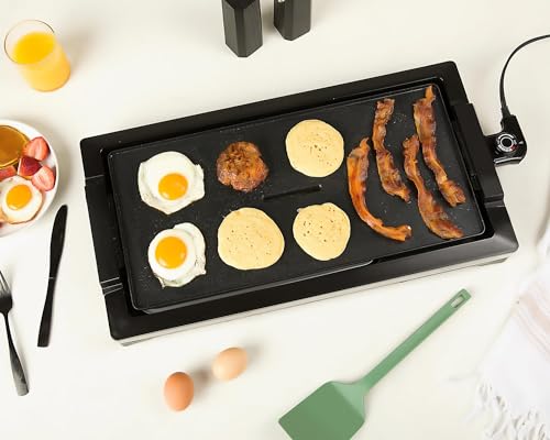 Indoor Grill & Electric Griddle, 1800W 20-Inch XL Nonstick Electric Skillet Griddle with Adjustable Temperature & Drip Tray, Easy to Clean – For Breakfast, Pancakes, Eggs, Teppanyaki