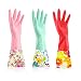 Cindy&Will 3Pairs Reusable Long Sleeves Latex Wide Mouth Gloves, 16", Large Size