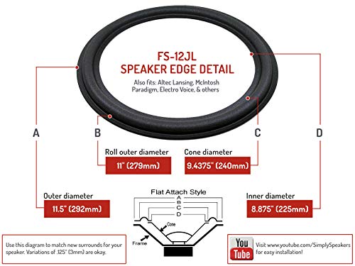 Jl Audio 12 Inch Foam Speaker Repair Kit For Classic 12 Inch Jl Subwoofer Fsk-12Jl (Pair) #TOP2