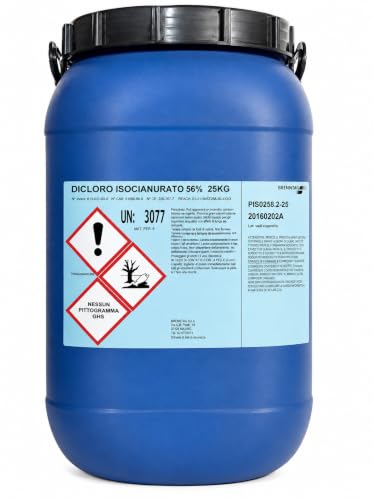 Dicloro 56% Cloro granulare Pulizia igiene Manutenzione Acqua Piscina kg 25