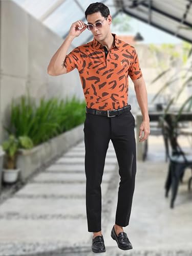 Image of STELLERS Men's Printed Polo T-Shirt | Regular Fit| Feather Touch Feel | Odour Resistant | Wrinkle Free | Stretchable | Anti-Static