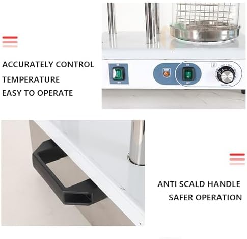 4 Stick Electric Hot Dog Machine with Bun, Commercial Hot Dog Steamer & Contact Grill, 50-200℃ Adjustable Temperature