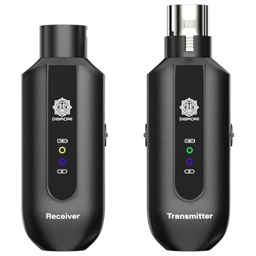 Image of DIGIMORE Wireless XLR Transmitter and Receiver | Up to 100ft Range | 5Hrs Long Battery | <5ms Latency | XLR Connector for Guitars, Mics, Mixers, and PA Systems (D-730 Pro)