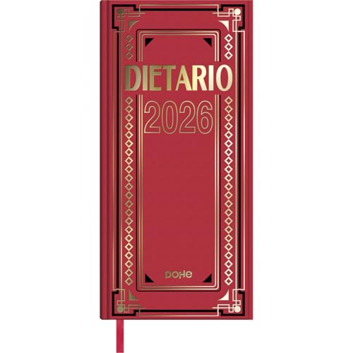 Dohe - Dietario 2026 - Día Página, Tamaño 2/3 (14,5x31 cm), 12 Meses Enero a Diciembre, Tapa Dura, Idioma Español, Marcapáginas, Vencimientos 2026-2027, Planning Anual y Fechas a Recordar - Rojo