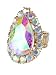 Aurora Borealis Teardrop Stone Studs Gold-Tone Fashion Stretch Ring