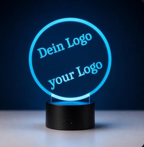 Optechvisual Personalisierte LED Logo Lampe eigenes Bild Firmenlogo oder Vereinslogo hochladen Nachtlicht dimmbar mit Fernbedienung Batterie oder USB-C 5V Wunschmotiv Gravur