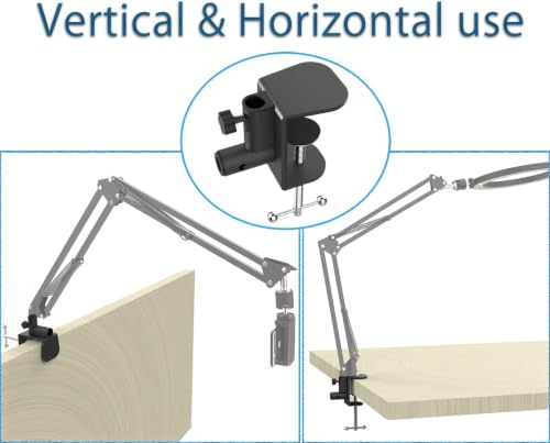 Image of SHOPEE Large Desk Clamp Mount Replacement for Microphone Suspension Boom Scissor Arm, Table C Clip for Desktop Overhead Camera Tripod Mic Stand Lamp Base, Fits Up to 2.36 inch 6cm Thickness