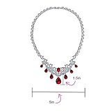 Vintage Estate Jewelry Art Deco Style Baguette AAA CZ Simulated Ruby Red Large Dangling Teardrops Bib Statement Bridal Collar Necklace For Women, Wedding - Image 4