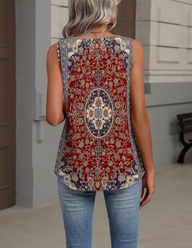 Image of Zeagoo Womens Tank Tops Summer Sleeveless Loose Fit Tops V Neck Pleated Shirts Basic Tees Dressy Casual Trendy Clothes