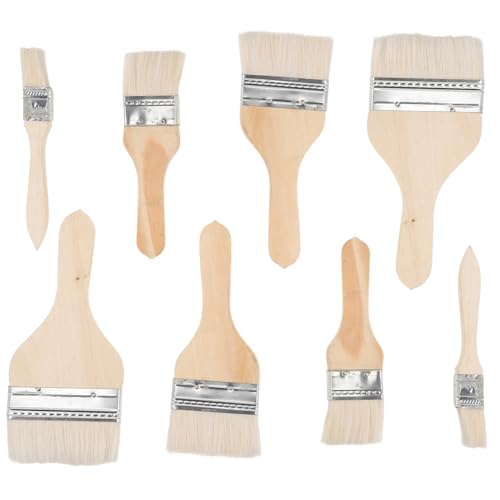 SOPOTUTU 8 Piezas Pinceles de Pintura con Mango de Madera para Muebles y Arte Cerdas Suaves de Lana Natural para Pintura Acrílica y Óleo Aptos para Uso Doméstico Industrial