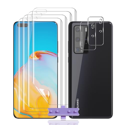 Rnnmeeko Protector de Pantalla para Huawei P40 Pro,[4 Pack] TPU Protector de Pantalla y [2 Pack] Huawei P40 Pro Cristal Templado Protector de Lente de Cámara, Anti-Arañazos