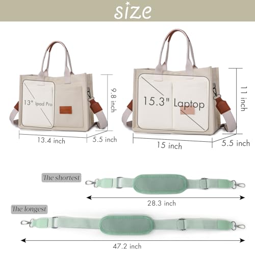 Image of Canvas Tote Bag for Women,Large Totes Bags with Pockets,Womens Crossbody Purse Handbags for Travel Work Gift,2 Sizes