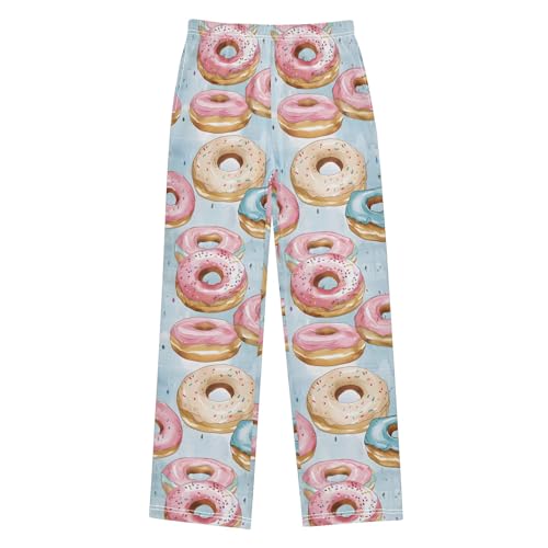 Delicious Cartoon Doughnut Cute Pajama Pants, Soft Sleepwear Lounge Pants Pajama Pj Bottoms for 6-14 Years
