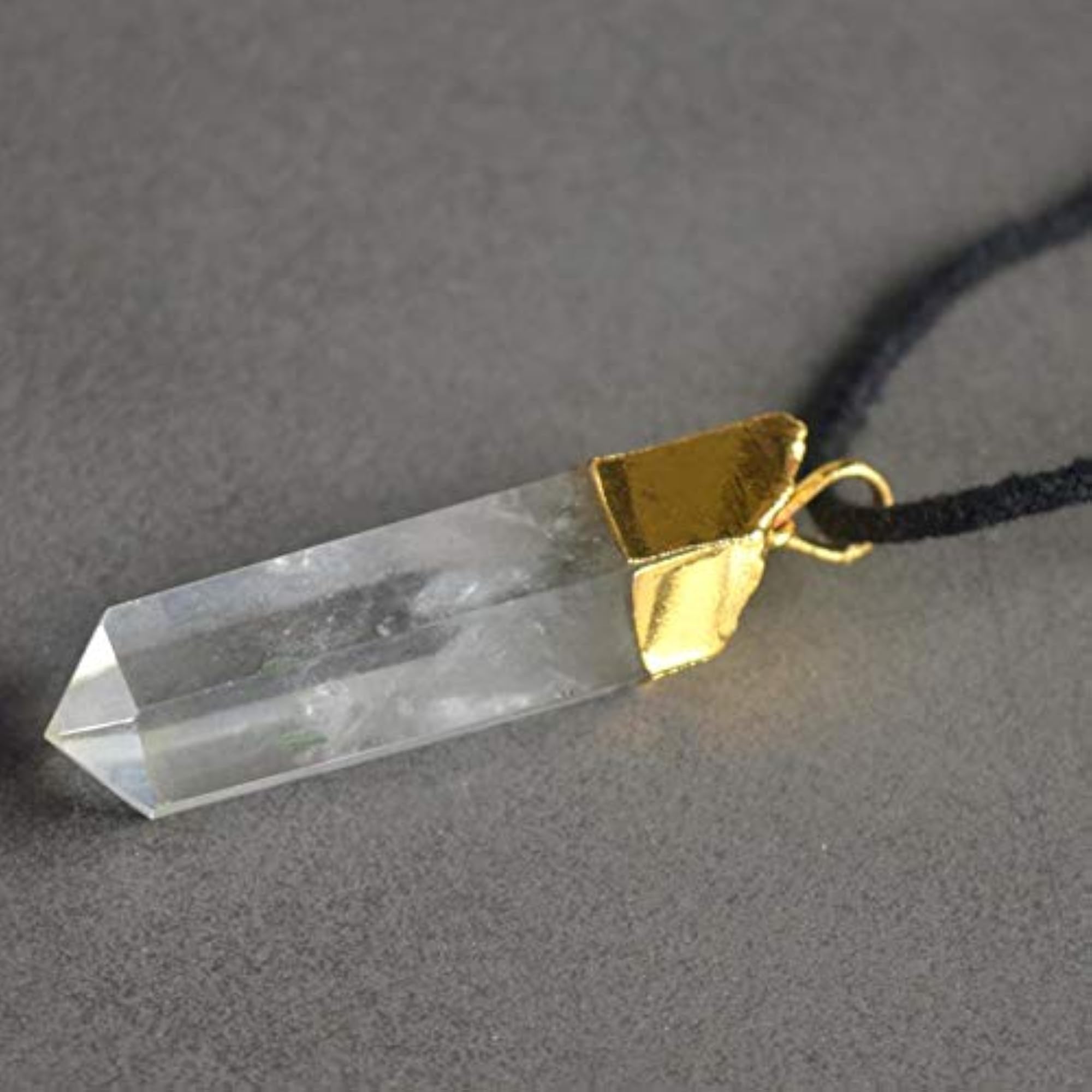 Crystal Quartz Gold Capped Pendant, Natural Gemstone