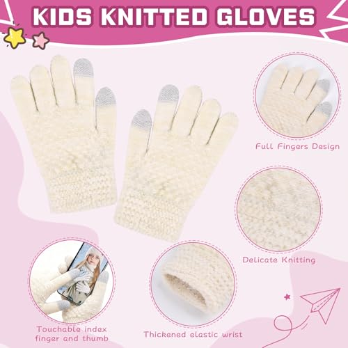 Image of ZOORON Kids Winter Hat Gloves Scarf Set, Girls Boys Hats Beanie with Pom