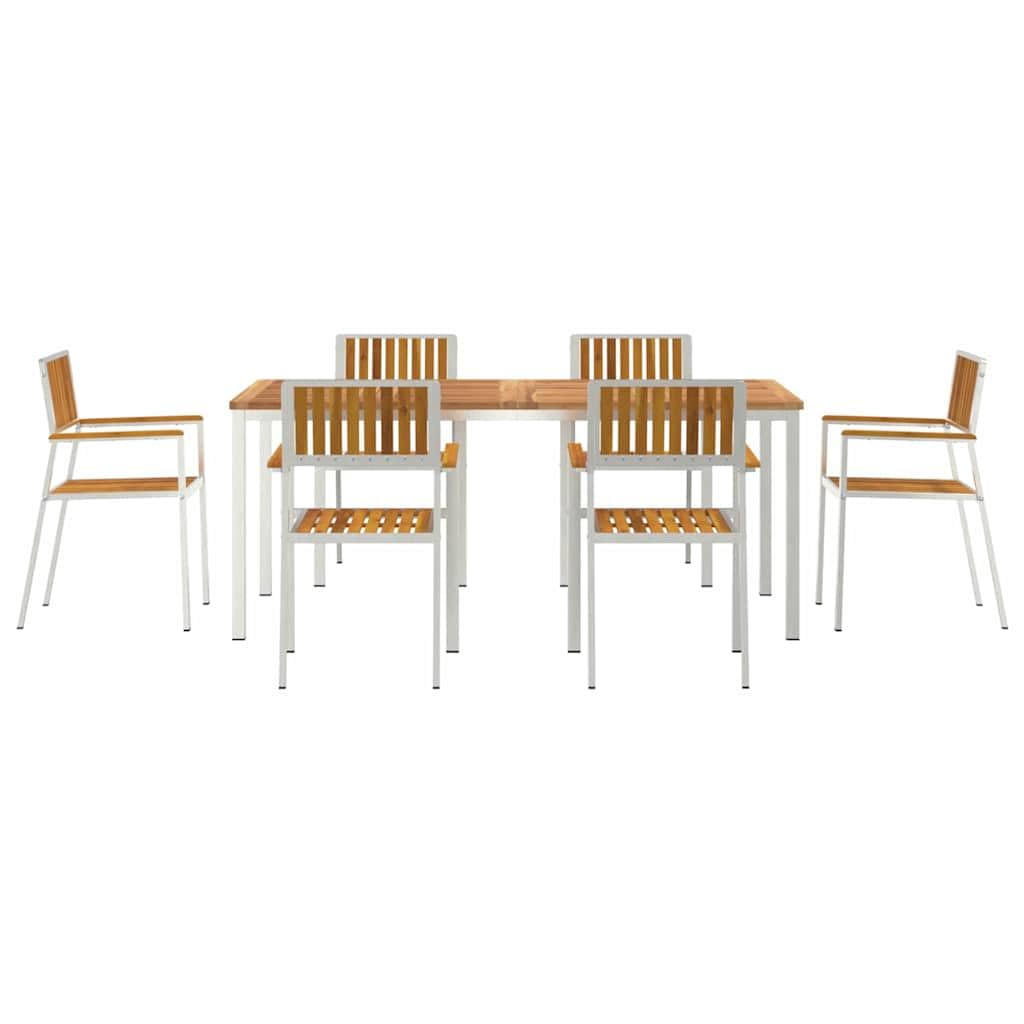 Table de jardin pliable en bois d'acacia massif, 180 x 90 x 75 cm, avec 6 chaises, robuste, résistante aux intempéries, pour jardin, terrasse, balcon