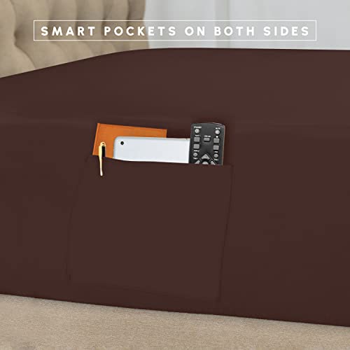 Rayures Dobby chic pour cette parure de lit complète chocolat Queen size