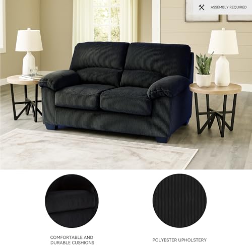 Image of Signature Design by Ashley Loveseat Sofa, No Assembly 63 in Onyx Couch