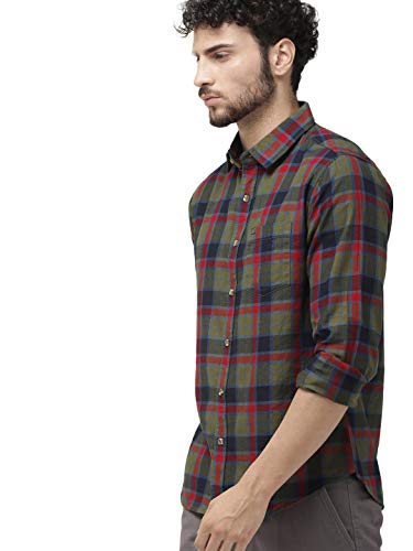Image of The Indian Garage Co Red Slim Fit Checked Shirts