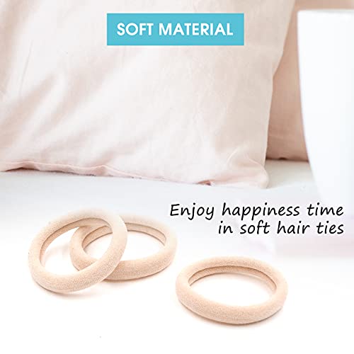 HOYOLS Soft & Stretch 1.6 Inch Elastic Hair Ties Large Nylon Fabric Ponytail Holder Bands for Thick Heavy Curly Hair, No Slip No Damage Seamless Scrunchies Headbands 50 Pcs (Light Blonde) - Image 6