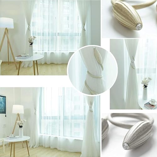 Image of TIED RIBBONS Set of 2 Decorative Curtain Tiebacks Thicker Twist Rope & Strong Tieback Window Treatment Holdbacks Draperies Holders Decorative Handmade Tie Back for Home Bedroom Office