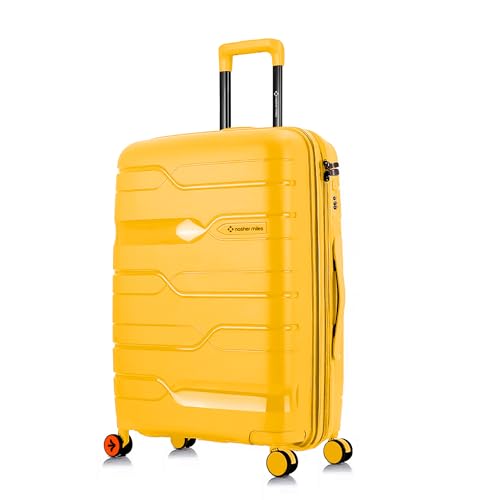 Image of Nasher Miles Polypropylene 360 Degree Paris Hard-Sided Check-in Luggage 28 inch | 75cm | 8 Wheels Large Trolley Bag for Travel | Suitcase (Yellow)