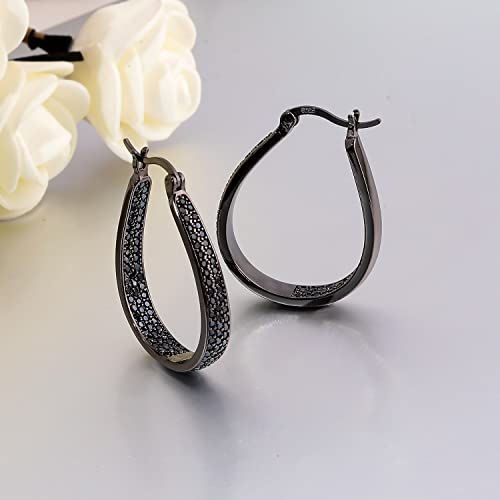 CiNily 925 Sterling Silver Post Hoop Earrings for Women Gilrs Multcolors Cubic Zircon Hoops 14K Gold Plated Oval Chunky Hoop Earrings Jewelry Gift for Mothers Day/July 4th/Wedding/Party/Christmas4