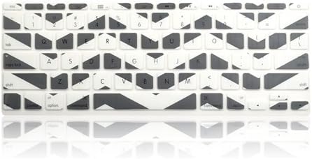 TOP CASE White Chevron Series Zig-Zag Silicone Keyboard Cover Skin Compatible with MacBook Air 11" + TOP CASE Mouse Pad (MacBook Air 11", Gray and White)