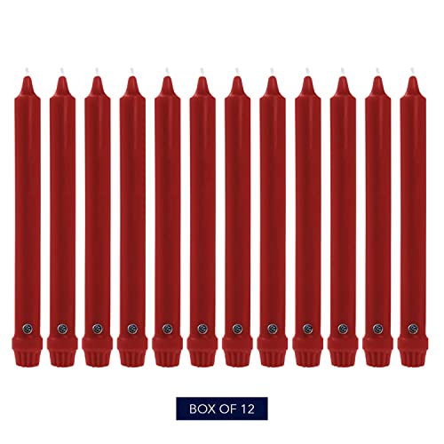 Image of Colonial Dripless 12-Inch Candle with Classic Tip, Red