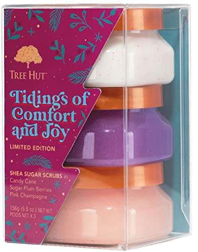 Tree Hut Shea Sugar Scrubs,Tidings of Joy Holiday Trio Gift Set, 156G