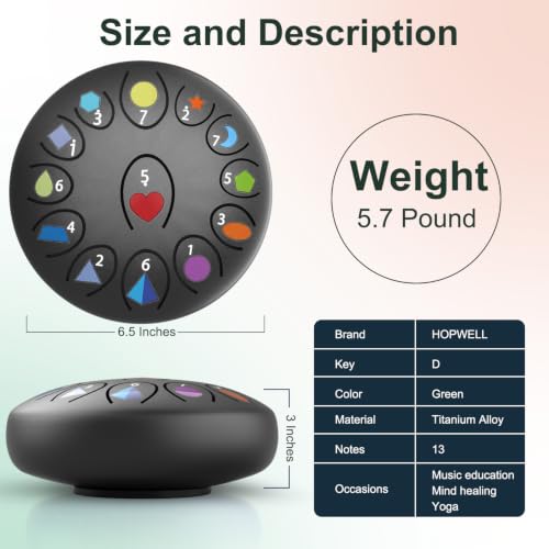 Rain Drum for Outside Garden, Steel Tongue Drum 6.8 Inch 13 Notes, Meditation Music Instrument, Meditation Outdoor, Unique and Unusual Gift Ideas, UV Printed Notes with Geometric Patterns (Black) — view 4