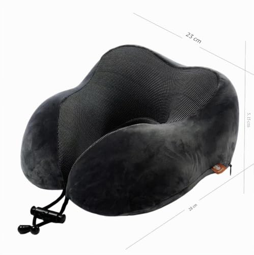 Miniatura 4 de Almohada De Viaje De Espuma Viscoelástica, Almohada Para El Cuello Con Soporte Para La Cabeza De 360 Grados, Cómoda Y Liviana, Ideal Para Dormir En Avión, Automóvil, Autobús Y Uso Doméstico Gris