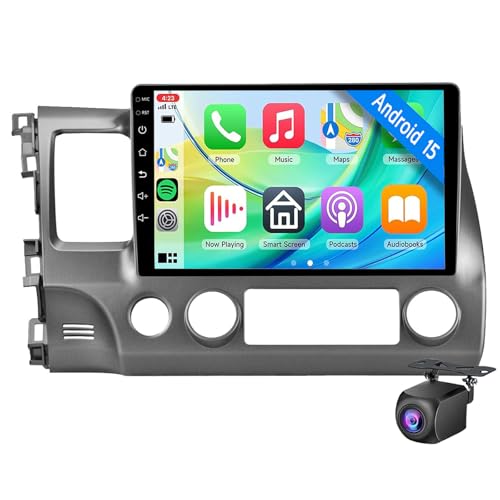 Autoestéreo HYMLMY para Honda Civic 2006 2011,Radio con Pantalla táctil Android de 15,9 Pulgadas,CarPlay inalámbrico,Android Auto,GPS,navegación por satélite,WiFi,Bluetooth,FM,RDS,SWC,DSP,micrófono y