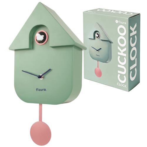 Fisura Horloge coucou murale menthe et rose