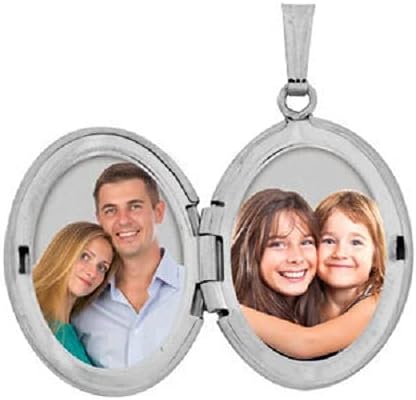 PicturesOnGold.com Oval Picture Locket in Silver - 3/4 x 1 inch - Includes 18 inch Chain
