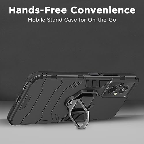 Image of Pikkme Redmi 11 Prime 4G Back Cover | D5 Tough Armor Bumper | 360 Protection Case | Ring Holder Stand Case for Redmi 11 Prime 4G (Black)