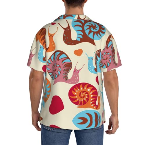 PQruop Chemise à manches courtes pour homme avec imprimé escargot mignon, chemise à col cubain boutonnée pour l'été, la plage., Noir , M – vue 5